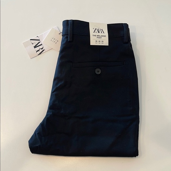 ZARA The Melange Black Pant Slim Bi Stretch Trousers Elegant Formal Size 29 NEW - Picture 5 of 13